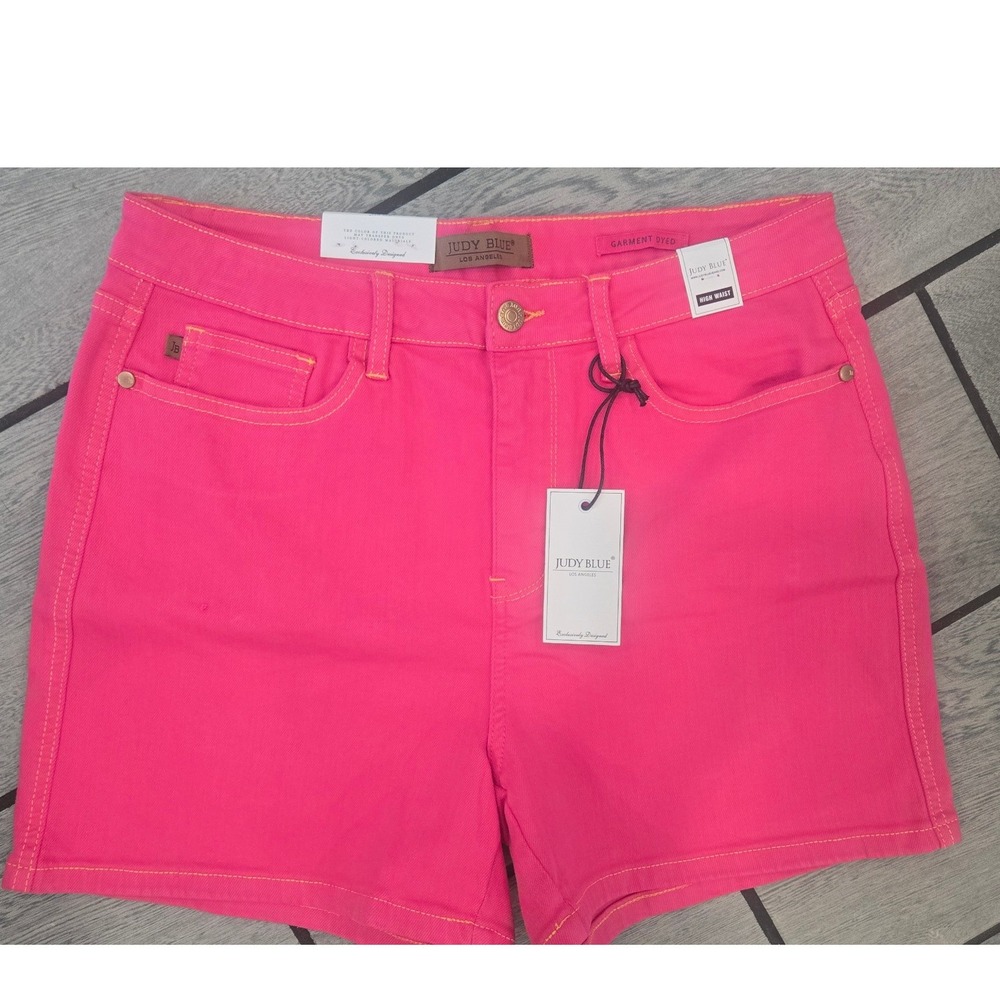Judy Blue Magenta Garment Dyed High Waist Denim Shorts Pink JB150266 XL